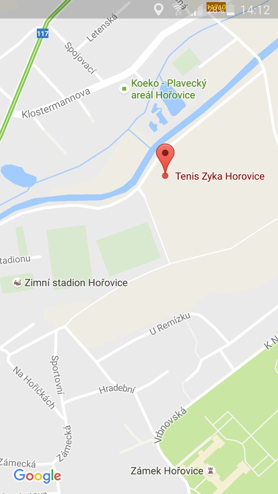 tenis zyka hořo mapa